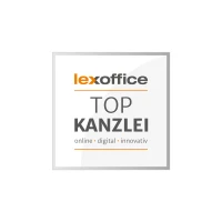 Logo von lexoffice mit dem Schriftzug "TOP KANZLEI" und den Untertiteln "online", "digital" und "innovativ".